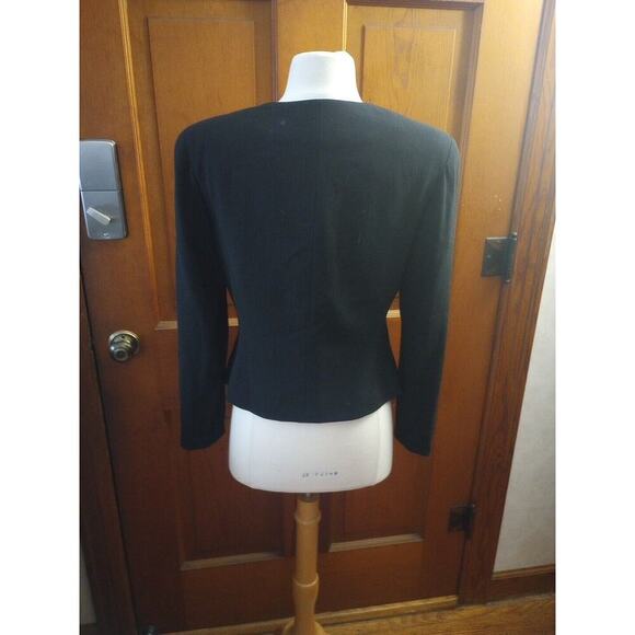 Rickie Freeman Teri Jon Blazer Top Womens Sz 6 Black Pink Rose Buttons Formal - Picture 5 of 8